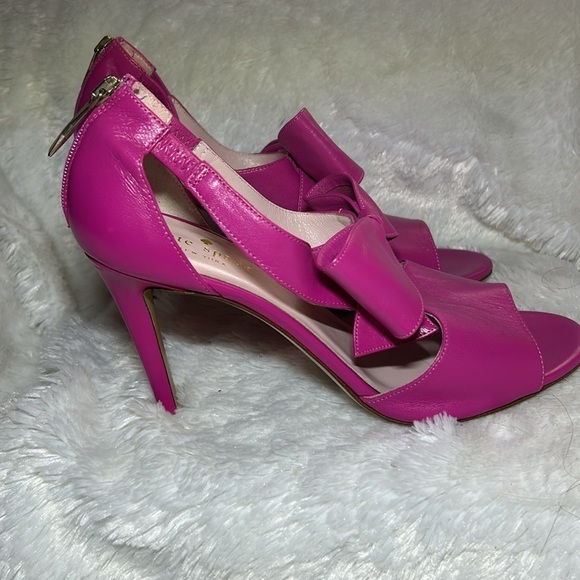 Kate Spade Imelda Zip Back Pink Fuschia Bow High Heel Size 8 1/2 - Picture 4 of 9